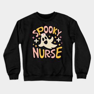 Groovy Retro Halloween Spooky Nurse Ghost Nurses Halloween Crewneck Sweatshirt